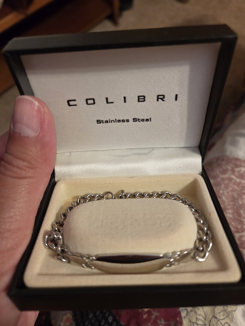 Never Worn Colibri Stainless Steel Women's ID Bracelet - With Crystal Accents